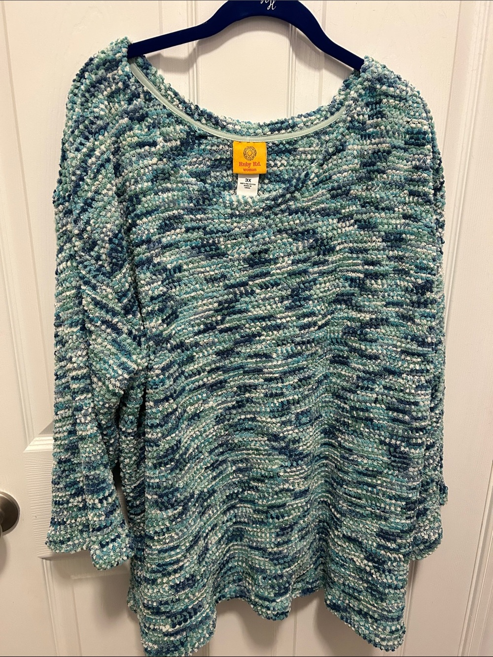 Ruby Rd. Mint & Teal Textured Scoop-Neck Sweater